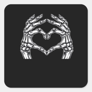 Skeleton Heart Hands Sign Halloween Costume Basic Square Sticker