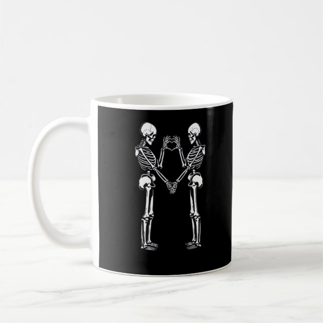Skeleton Heart Hands Sign Halloween Costume Classi Coffee Mug (Left)