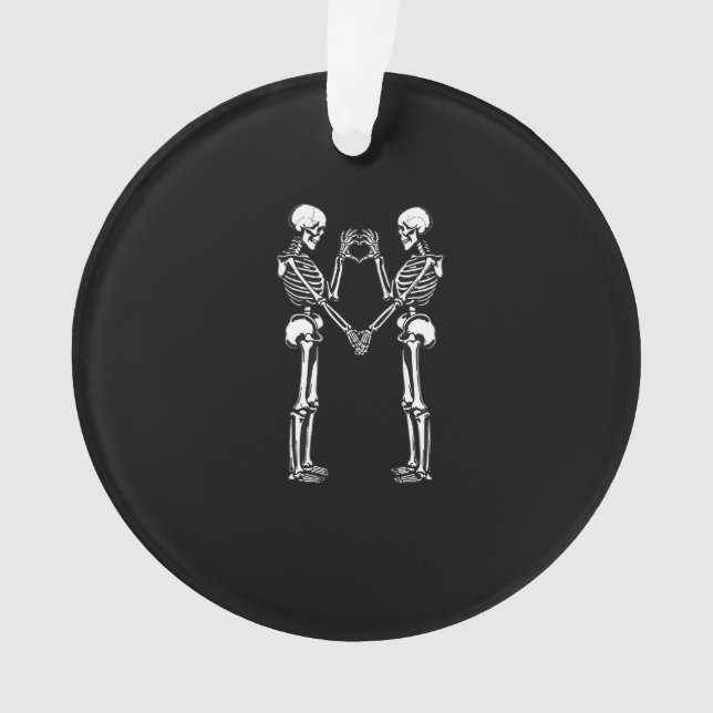 Skeleton Heart Hands Sign Halloween Costume Classi Ornament (Front)