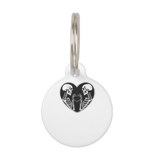 Skeleton Heart Hands Sign Halloween Costume Retro Pet Tag