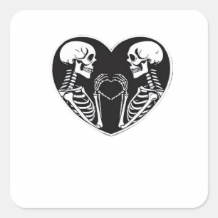 Skeleton Heart Hands Sign Halloween Costume Retro Square Sticker