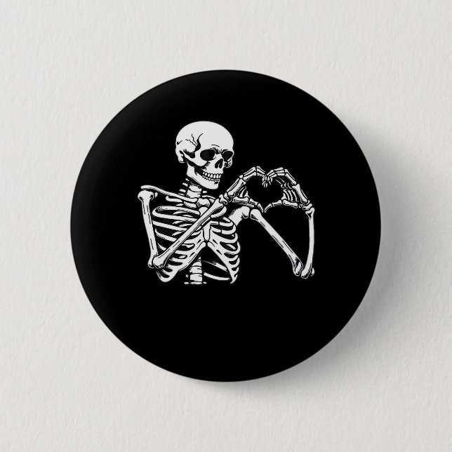 Skeleton Heart Hands Sign Halloween Costume Trendi 2 Inch Round Button (Front)