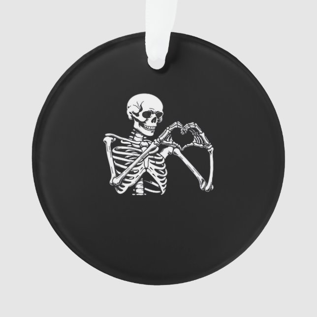 Skeleton Heart Hands Sign Halloween Costume Trendi Ornament (Front)