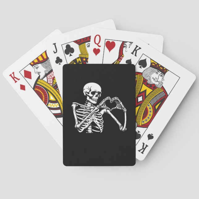 Skeleton Heart Hands Sign Halloween Costume Trendi Playing Cards (Back)