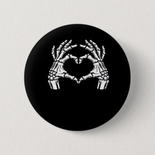Skeleton Heart Hands Sign Halloween Costume Viral 2 Inch Round Button
