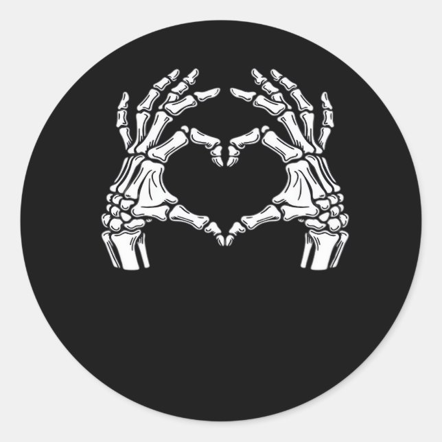 Skeleton Heart Hands Sign Halloween Costume Viral  Classic Round Sticker (Front)