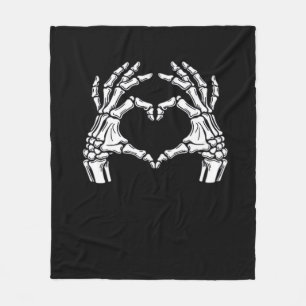 Skeleton Heart Hands Sign Halloween Costume Viral Fleece Blanket
