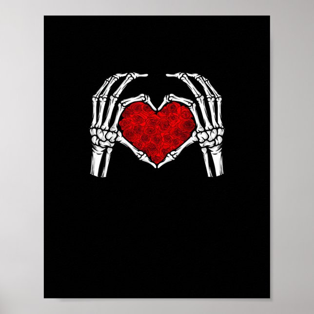 Skeleton Heart Hands Sign Valentine's Day Cute Hea (Front)