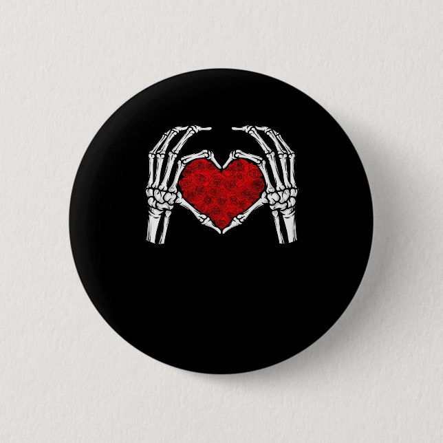 Skeleton Heart Hands Sign Valentine's Day Cute Hea 2 Inch Round Button (Front)