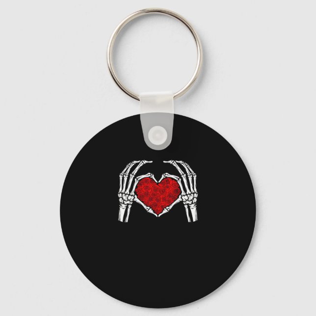 Skeleton Heart Hands Sign Valentine's Day Cute Hea Keychain (Front)
