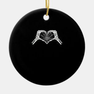 Skeleton Heart Hands Spiderweb Halloween Spooky Wo Ceramic Ornament