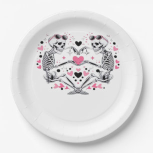 Skeleton Heart Hands Viral Trendy Vibe Paper Plate