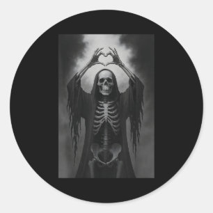 Skeleton Heart Hands Y Face Horror Ster Halloween  Classic Round Sticker