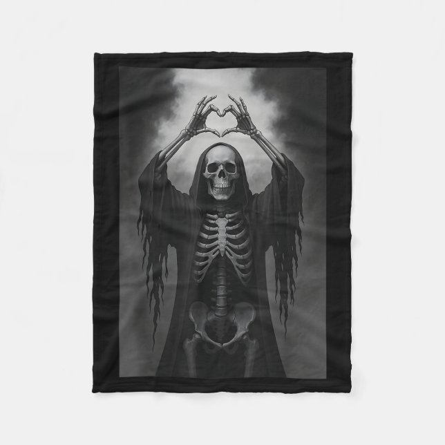 Skeleton Heart Hands Y Face Horror Ster Halloween  Fleece Blanket (Front)