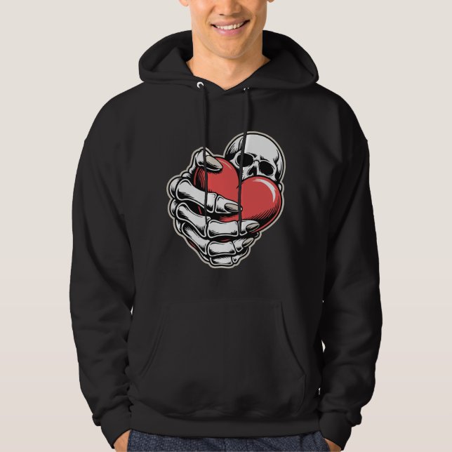 Skeleton Heart Hoodie – Dark Art Design (Front)