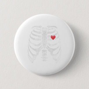 Skeleton Heart Rib Cage X-ray Adult Kids Fun Hallo 2 Inch Round Button