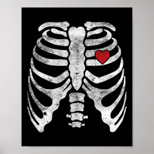 Skeleton Heart Rib Cage X-ray Adult Kids Fun Hallo Poster