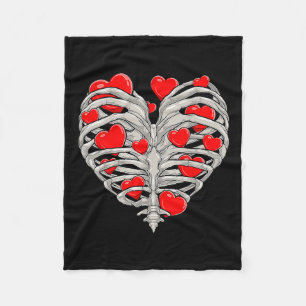 Skeleton Heart Rib Cage X Ray Adult Kids Funny Val Fleece Blanket