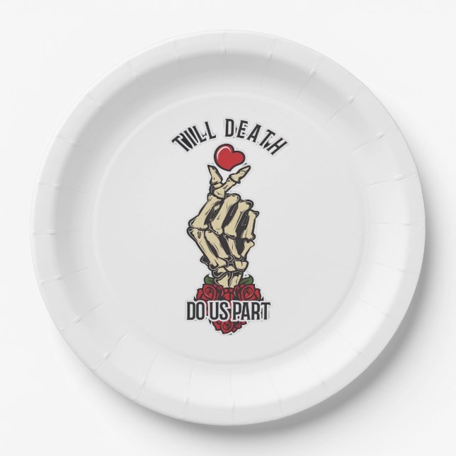 Skeleton Heart Till Death Do Us Part Paper Plate (Front)