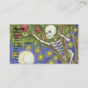 skeleton hiding in tree art business card