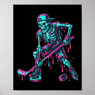 Skeleton Hockey Drip Boys Ice Cream Drip Youth Boy Poster