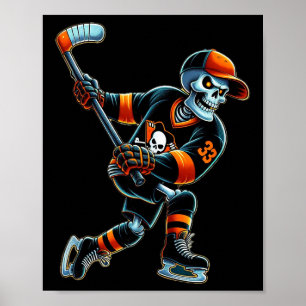 Skeleton Hockey Halloween Hockey Mens Boys Kids  Poster