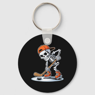 Skeleton Hockey Player Halloween Keychain