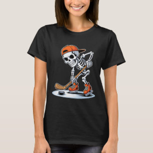 Skeleton Hockey Player Halloween T-Shirt