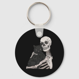 Skeleton Holding A Cat Lazy Halloween Costume Sku Keychain