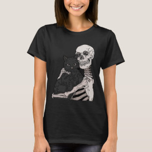 Skeleton Holding A Cat Lazy Halloween Costume Sku T-Shirt