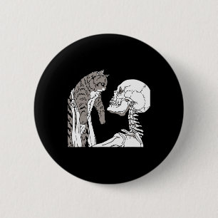 Skeleton Holding A Cat Lazy Halloween Costume Skul 2 Inch Round Button
