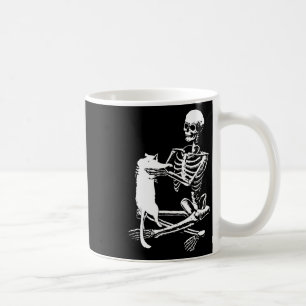Skeleton Holding A Cat Shirt Lazy Halloween Costum Coffee Mug