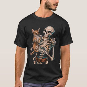 Skeleton Holding A Cat Skull Kitty Halloween Men W T-Shirt