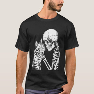 Skeleton Holding Cat Funny Halloween Spooky Season T-Shirt