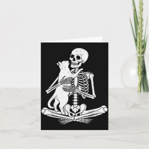 Skeleton Holding Cat Funny Soky Halloween Meow Kit Card