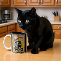 Skeleton Holding Cat Poster Style