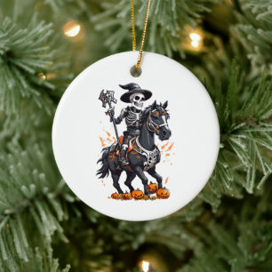 Skeleton Horse Rider Ceramic Ornament