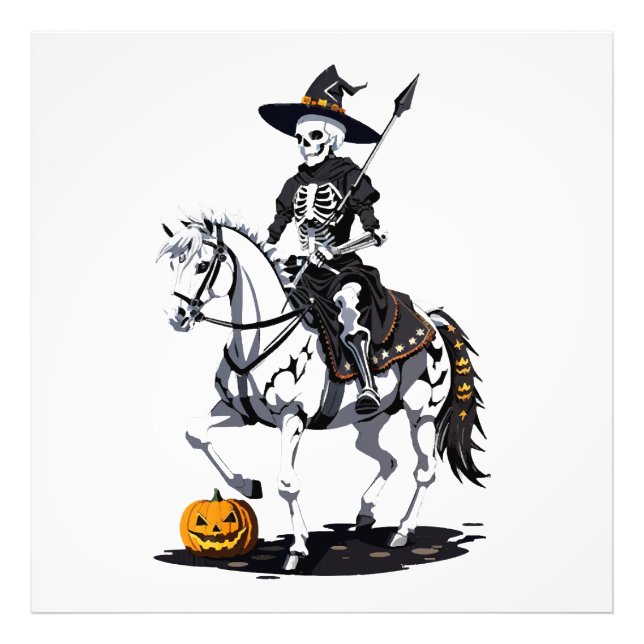 Skeleton Horse Rider - Halloween Skeleton Photo Print (Front)