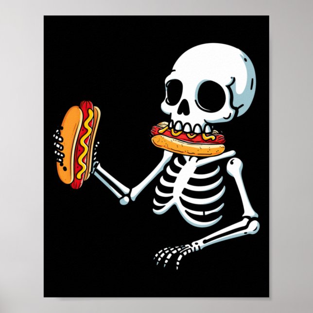 Skeleton Hot Dog Halloween Poster (Front)