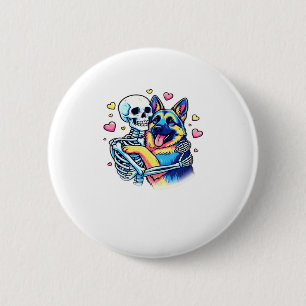 Skeleton Hugging a German Shepherd � Unique Gothic 2 Inch Round Button