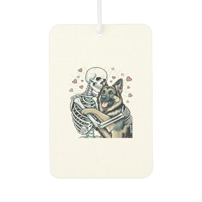 Skeleton Hugging a German Shepherd � Unique Gothic Air Freshener (Front)