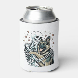 Skeleton Hugging a German Shepherd � Unique Gothic Can Cooler