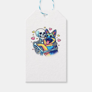 Skeleton Hugging a German Shepherd � Unique Gothic Gift Tags