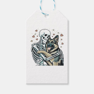 Skeleton Hugging a German Shepherd � Unique Gothic Gift Tags