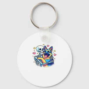 Skeleton Hugging a German Shepherd � Unique Gothic Keychain