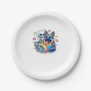 Skeleton Hugging a German Shepherd � Unique Gothic Paper Plate