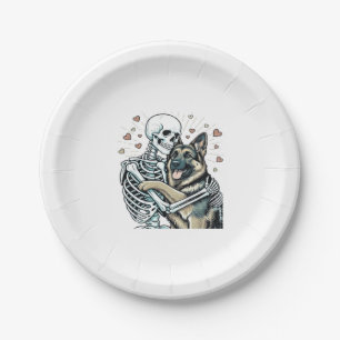 Skeleton Hugging a German Shepherd � Unique Gothic Paper Plate