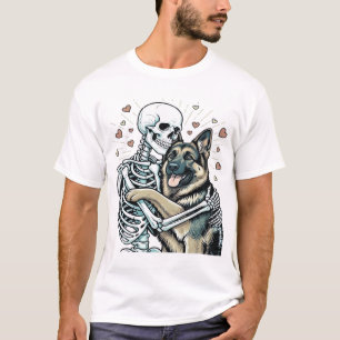 Skeleton Hugging a German Shepherd � Unique Gothic T-Shirt