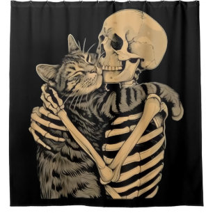 Skeleton Hugging Cat – Cute Gothic Cat Lover Gift
