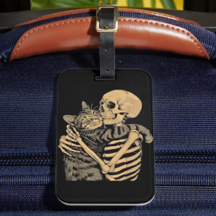  Skeleton Hugging Cat – Cute Gothic Cat Lover Gift Luggage Tag
